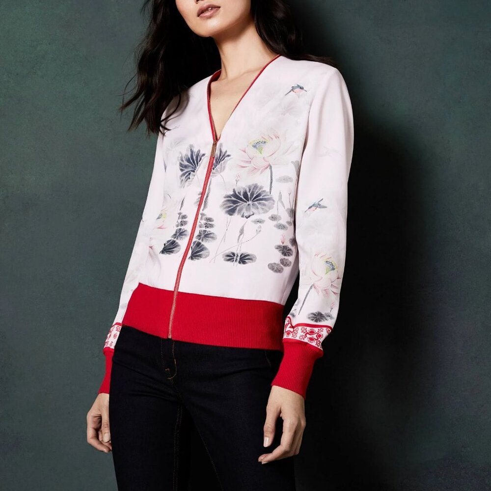 NWT Ted Baker Botanical Print Bomber Style Jacket